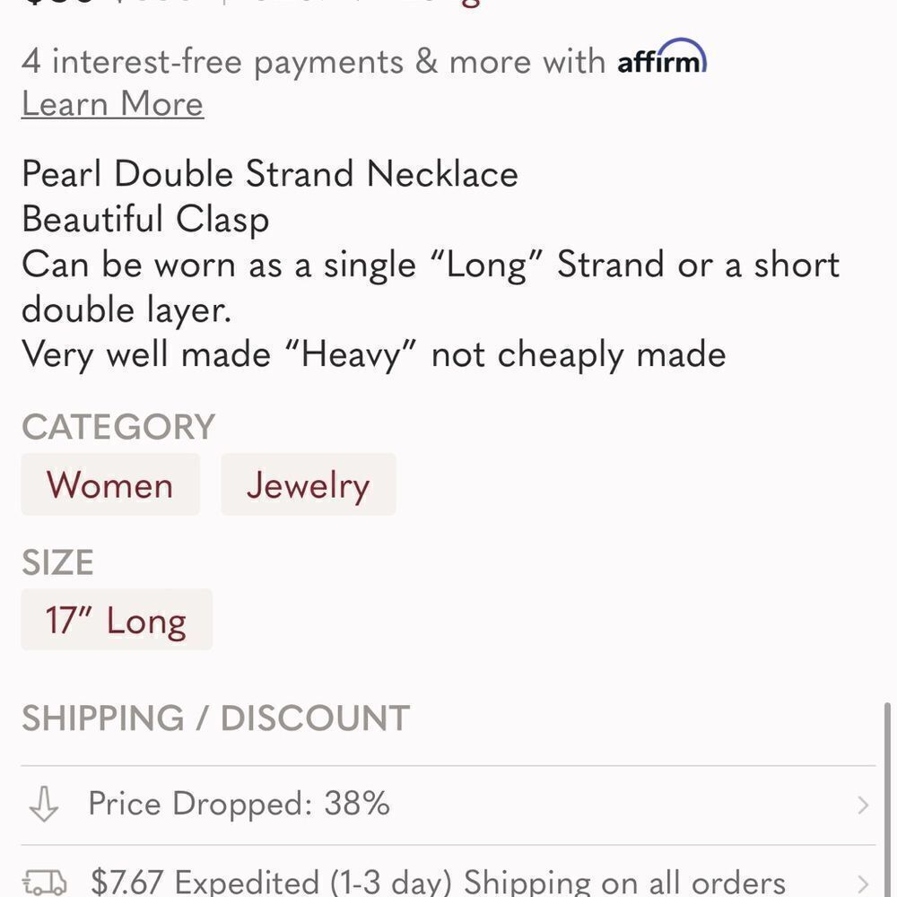 Pearl Double Strand necklace - Picture 4 of 6